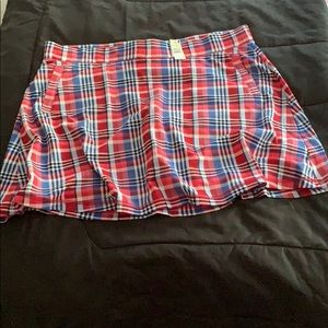 NWT Talbots Red,White,Blue Plaid Circle Skort